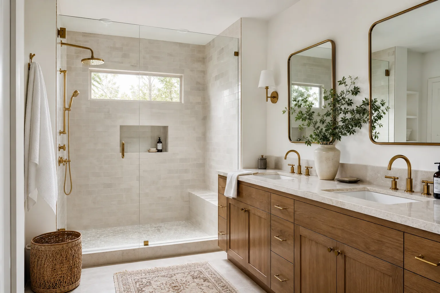Completed walk-in shower and bathroom remodel