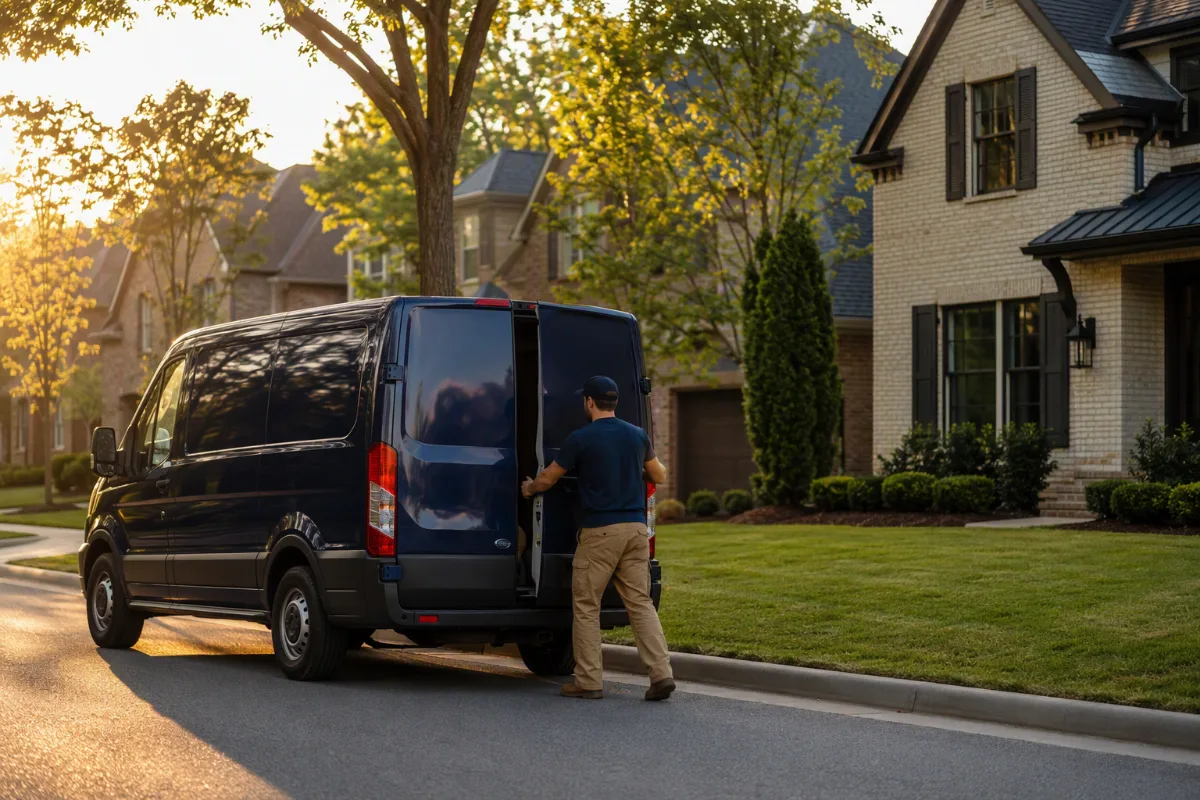 Rated Renovations service van parked outside a home in Memphis