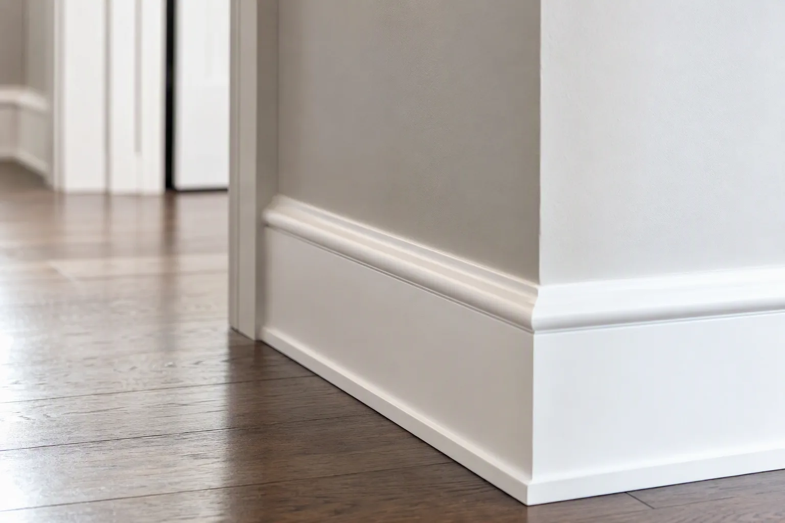 Detail close-up of freshly completed remodeling work, clean and precise, shallow depth of field, no people in frame